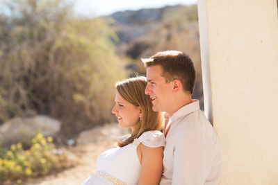 Side view of couple kissing