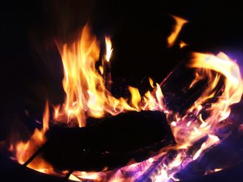 Close-up of bonfire at night