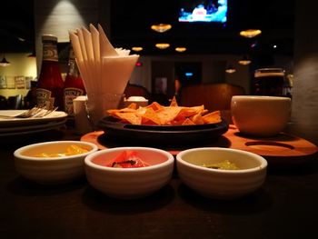 Close-up of food on table