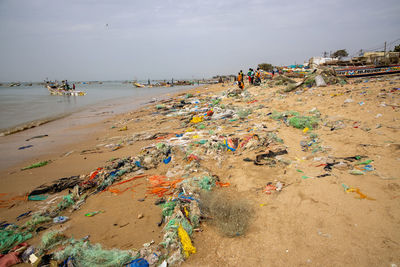 Pollutet shoreline at coast of western africa