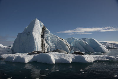 Scenic view of frozen lake against sky