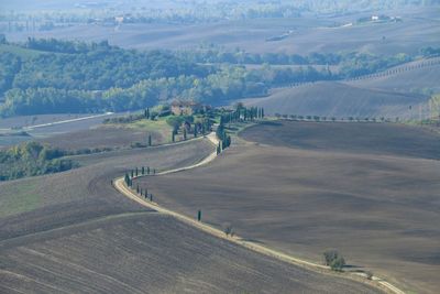 High angle view of road amidst landscape