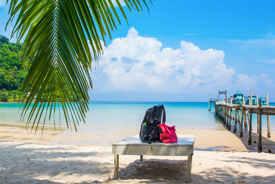 View of man sitting on beach