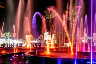 Illuminated ferris wheel at night