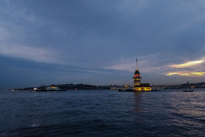 Scenic view of sea and buildings against sky