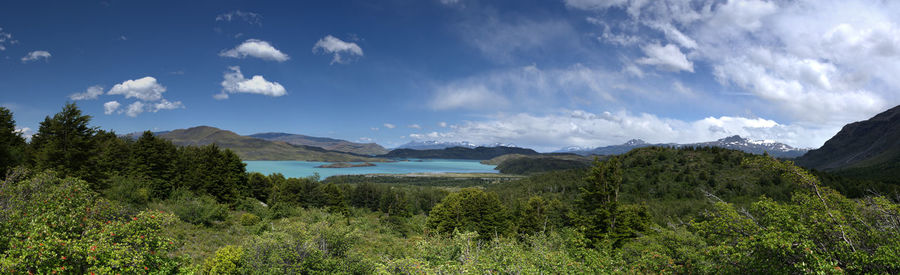 Panoramic view of landscape and mountains against sky