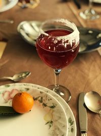 Close-up of lemon in plate on table