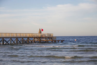 Scenic view of sea against cloudy sky