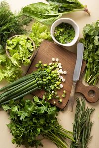 High angle view of food on table