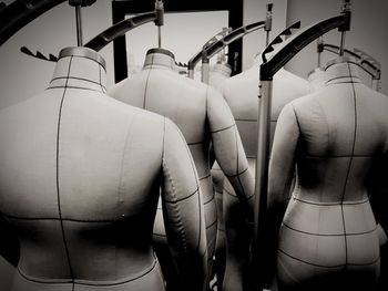 Close-up of mannequins in store