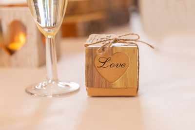 Close-up of wine glass on table