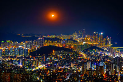 Illuminated city at night