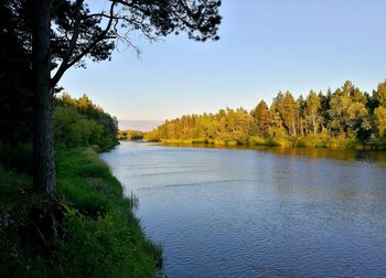 Scenic view of lake against clear sky