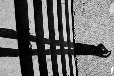 High angle view of shadow on road