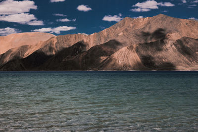 Scenic view of sea against cloudy sky