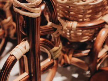 Close-up of wicker basket