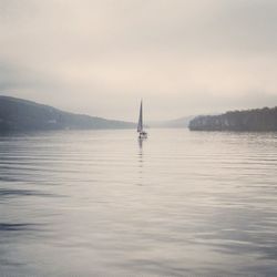 Boat sailing in sea