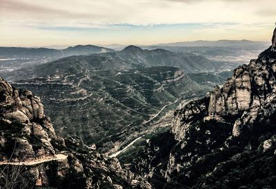 Aerial view of a mountain range