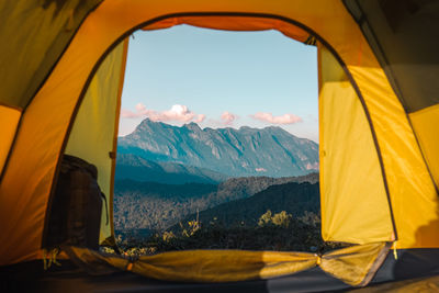 Mountain range seen from tent