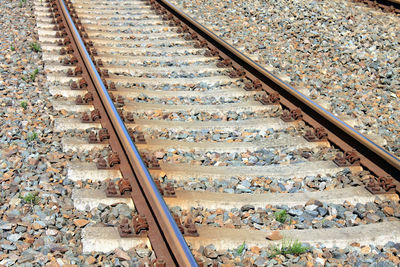 High angle view of railroad tracks