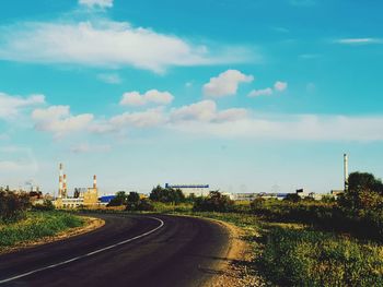 Road against sky in city