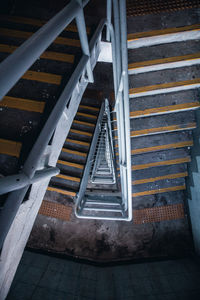 High angle view of spiral staircase in building