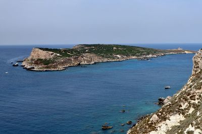 Scenic view of sea against clear sky