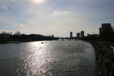 Scenic view of river against sky during sunset