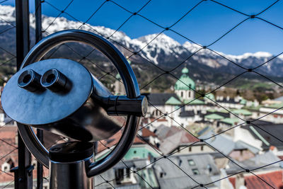 Viewfinder across the roofs of innsbruck