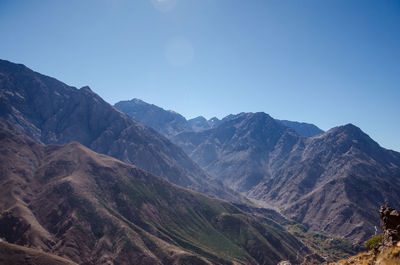 Scenic view of mountains against clear sky