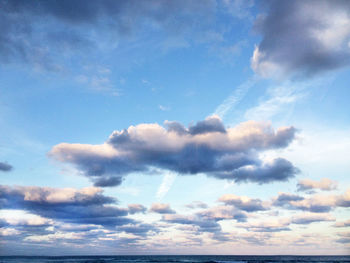 Scenic view of sea against cloudy sky