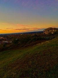 Built structure at sunset