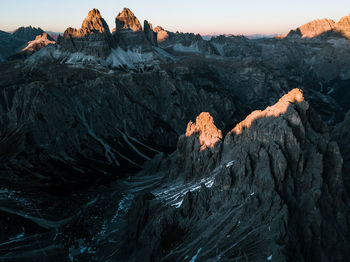 Scenic view of rock mountains against clear sky