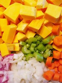 High angle view of vegetables in plate