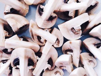 Close up of chopped edible mushrooms