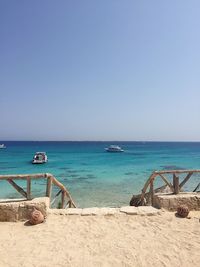 Scenic view of sea against clear sky