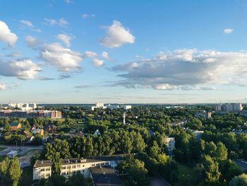 High angle view of townscape against sky