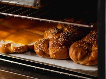 Close-up of food on barbecue grill