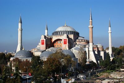 View of hagia sophia against blue sky