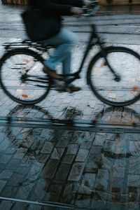 High angle view of bicycle parked on street