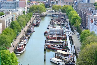 High angle view of river in city