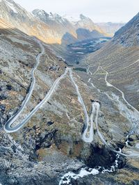 High angle view of road on mountain