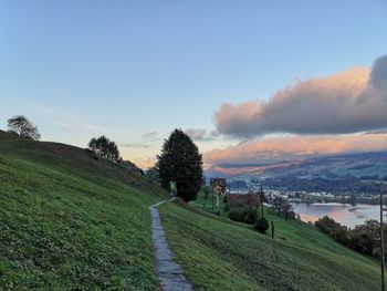 Scenic view of land against sky