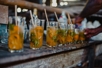 Close-up of beer in glass