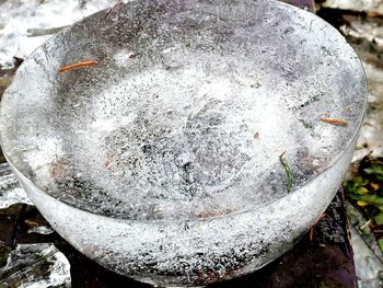 High angle view of water on rock