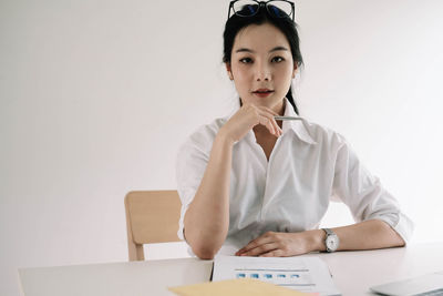 Portrait of a serious young woman