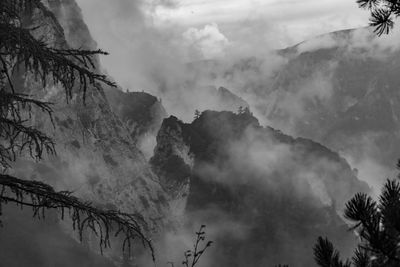 Low angle view of mountains against sky