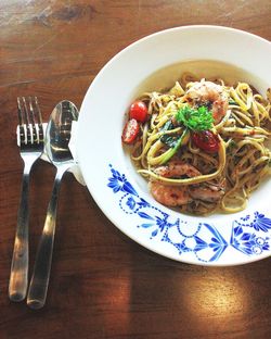 Close-up of served food on table