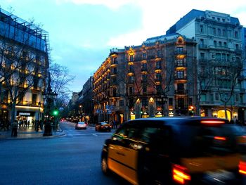 View of city street at night