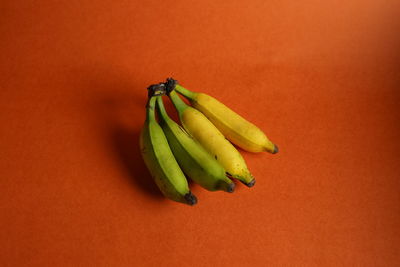 High angle view of banana on leaf